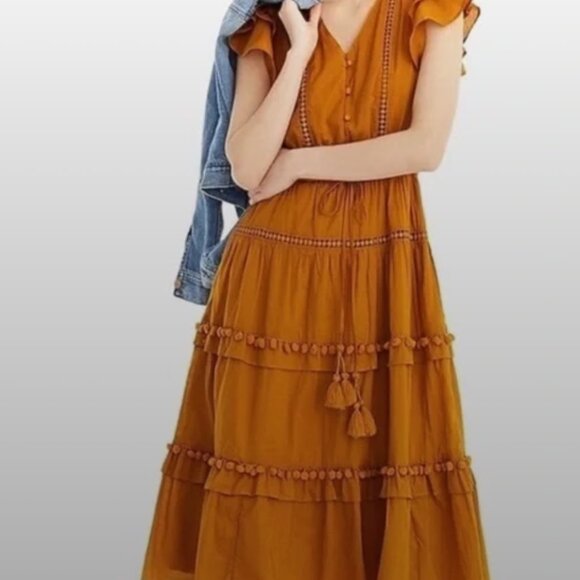 J.Crew Point Sur flutter sleeve Pom-pom dress - Picture 4 of 9